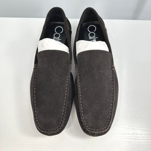 Calvin Klein Mens Brown Suede Driving Loafers 12 Slip On‎ Leather